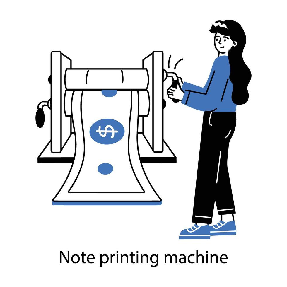 Premium hand drawn mini illustration of quantitative easing vector