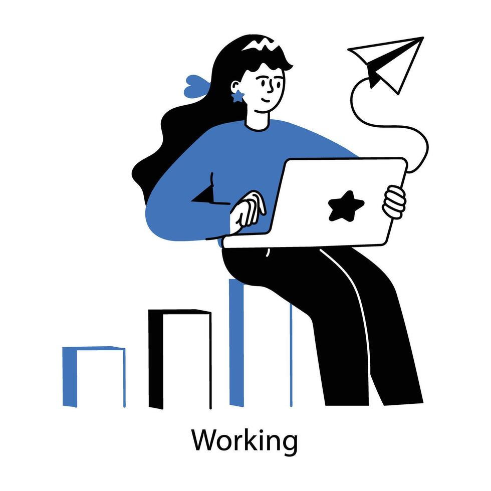 Get a doodle mini illustration of sending data vector