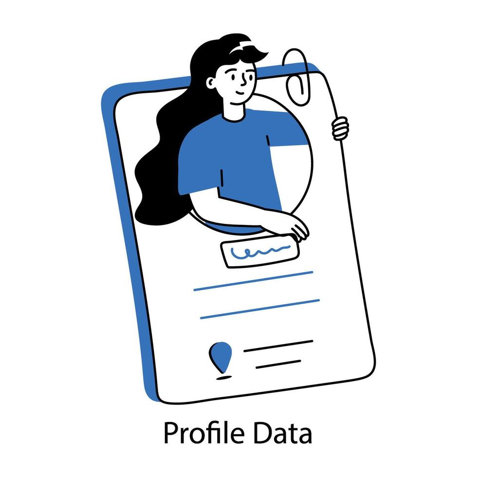 Handy doodle mini illustration of profile data vector