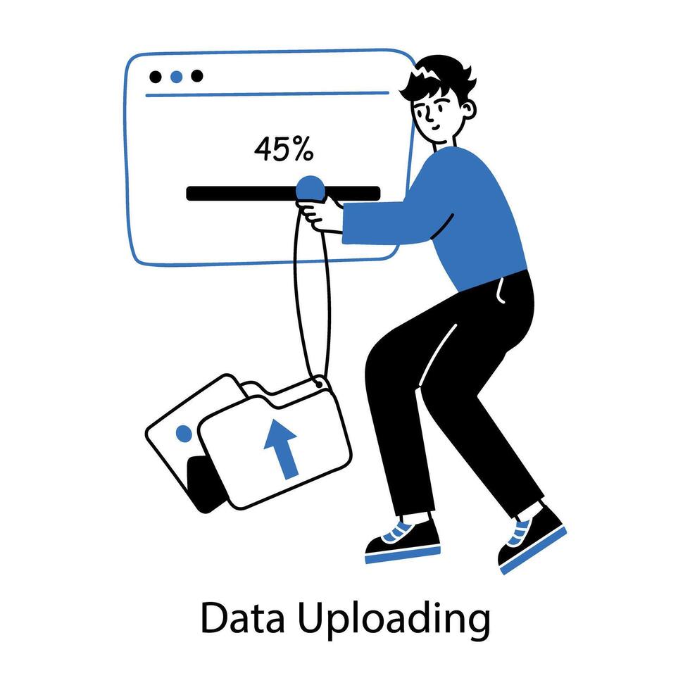 Check out doodle mini illustration of data uploading vector