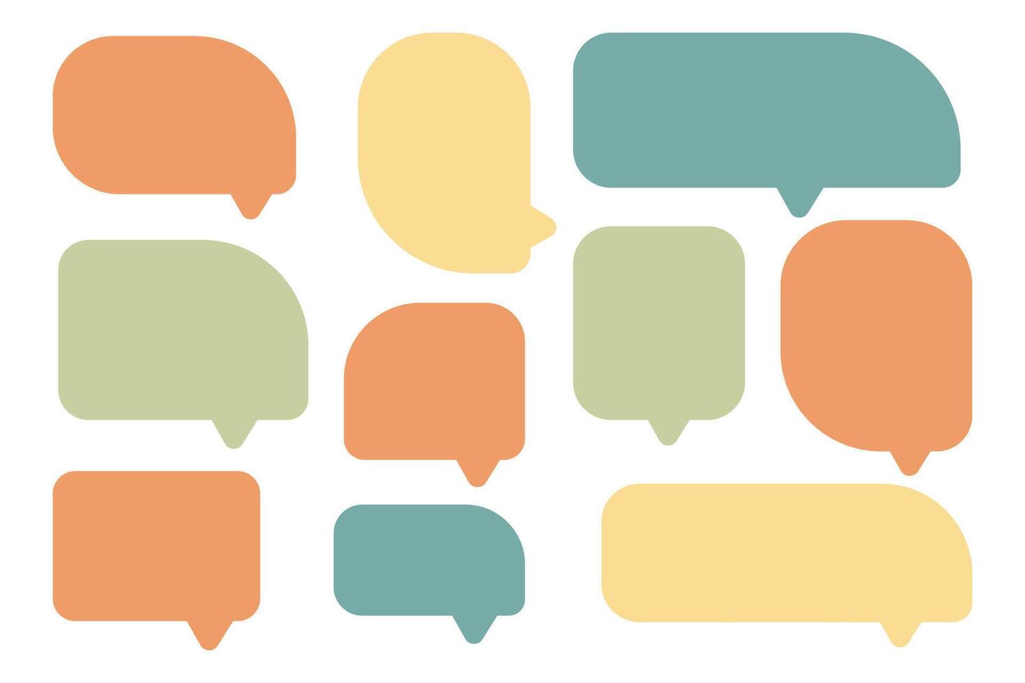 Set speech bubbles on white background. chat box or chat square and doodle message or communication icon Cloud speaking for comics and minimal message dialog vector