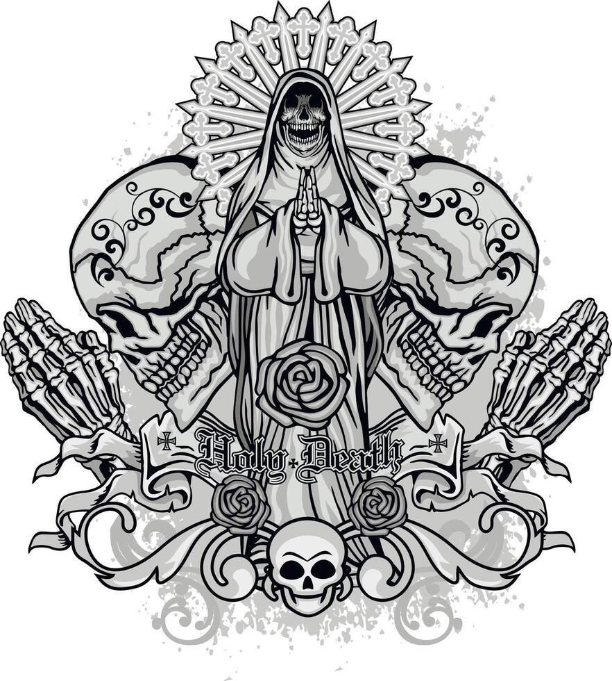 Gothic sign with skull, grunge vintage design t shirts vector