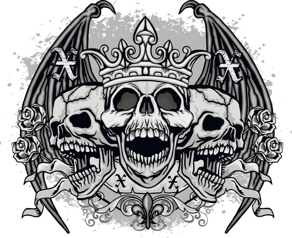 Gothic sign with skull, grunge vintage design t shirts vector