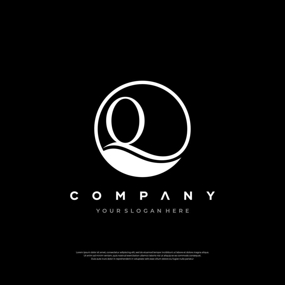 Letter Q logo Initial letter Q design line art icon . vector
