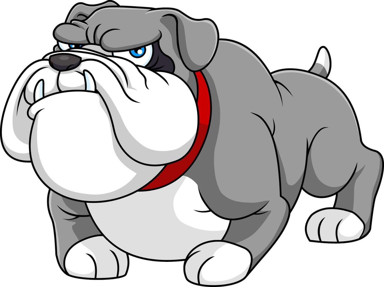 Angry Gray Bulldog Cartoon Mascot Character vector