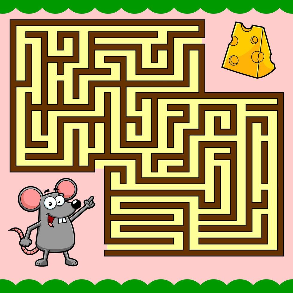 Cartoon Maze Game Education For Kids Help The Mouse Get To The Cheese vector