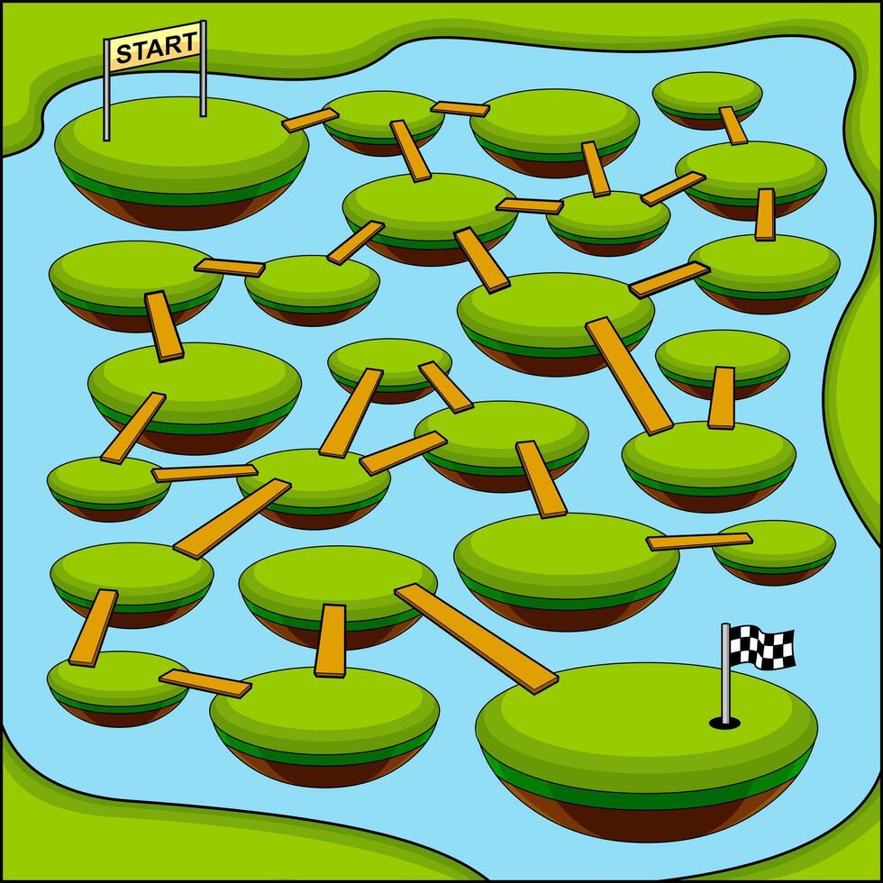 Cartoon Maze Game Education For Kids Match The Water Obstacles To Reach The Final vector