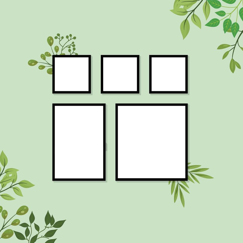 Collage Photo Frame Template Illustration Design, Picture Collage Presentation Frame Element, Photo Frame Isolated, Collage Frame Presentation And Mockup Album And Element. vector