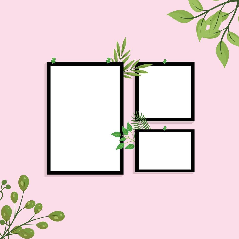Collage Photo Frame Template Illustration Design, Picture Collage Presentation Frame Element, Photo Frame Isolated, Collage Frame Presentation And Mockup Album And Element. vector