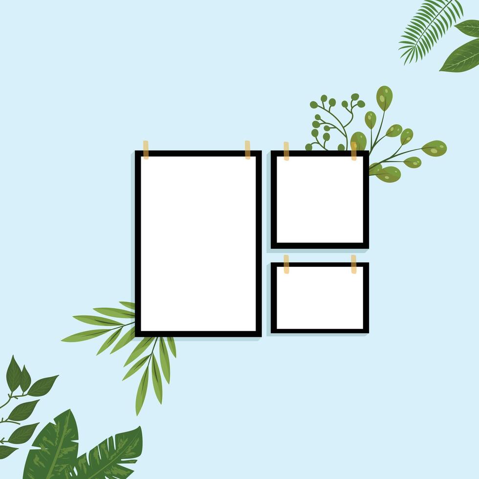 Collage Photo Frame Illustration Between The Walls, Collage Presentation Frame Mockup album And Element. Photo Frame Film Isolated, Image Border Gallery . vector