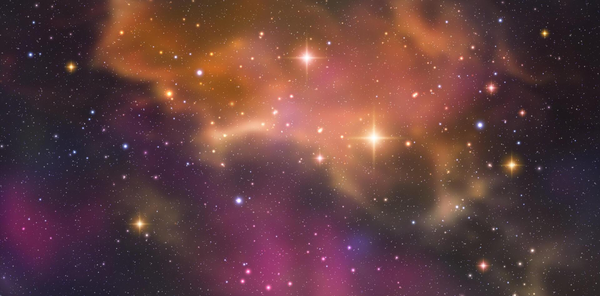 Space background with realistic nebula and shining stars. Magic colorful galaxy with stardust vector