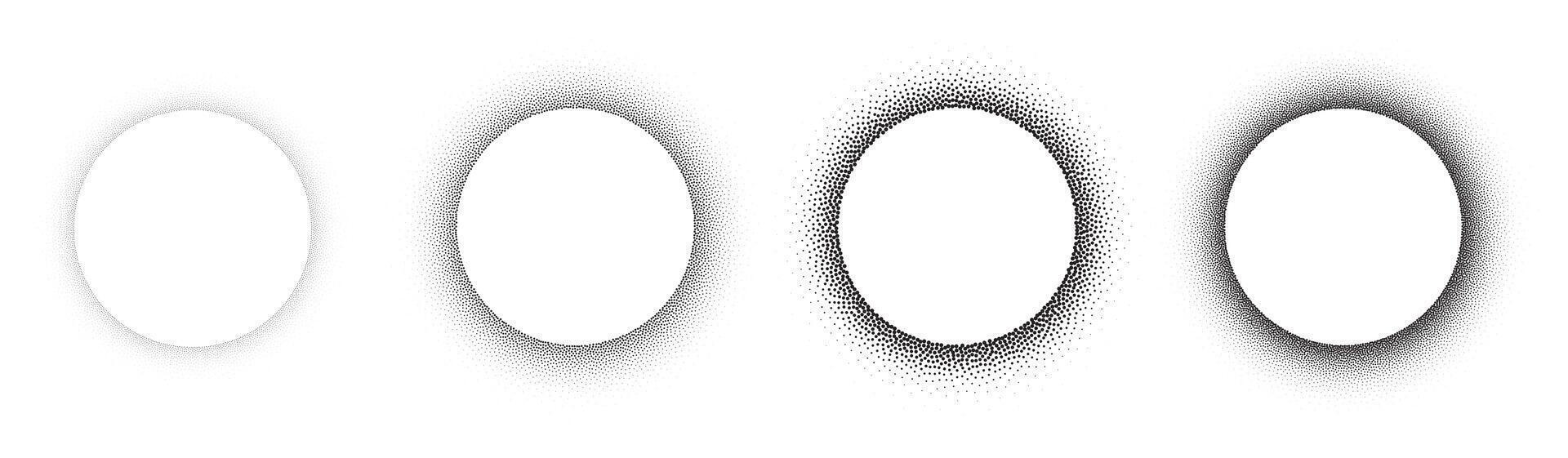Set of stippling round frames. dotted circles vector