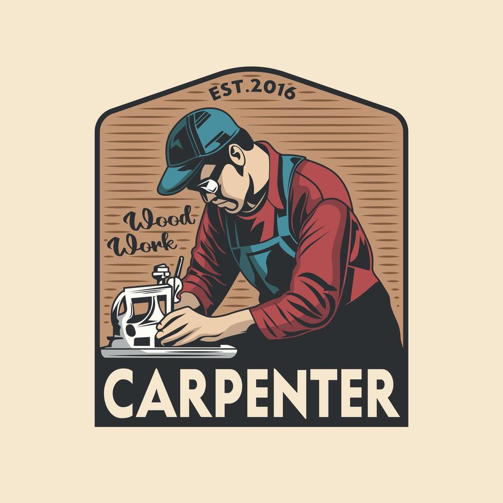 Carpenter woodwork craftsman Vintage badge logo vector