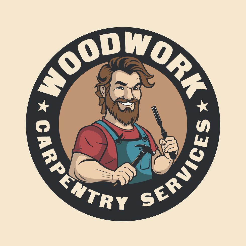 Carpenter woodwork craftsman Vintage badge logo vector