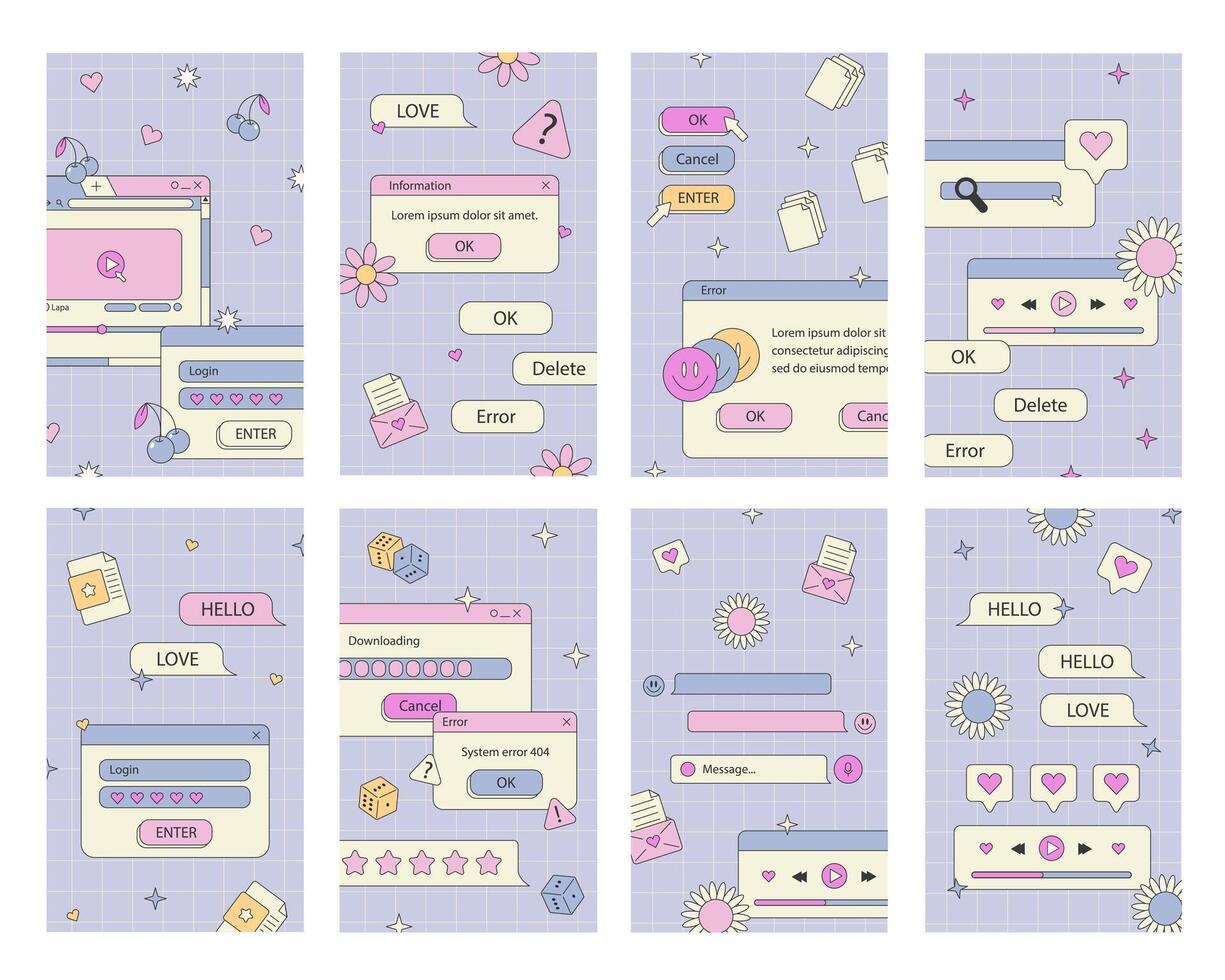 Cute nostalgic 90s retro vaporwave post. vector
