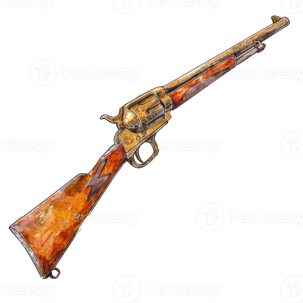 Antique Rifle with Wooden Stock png