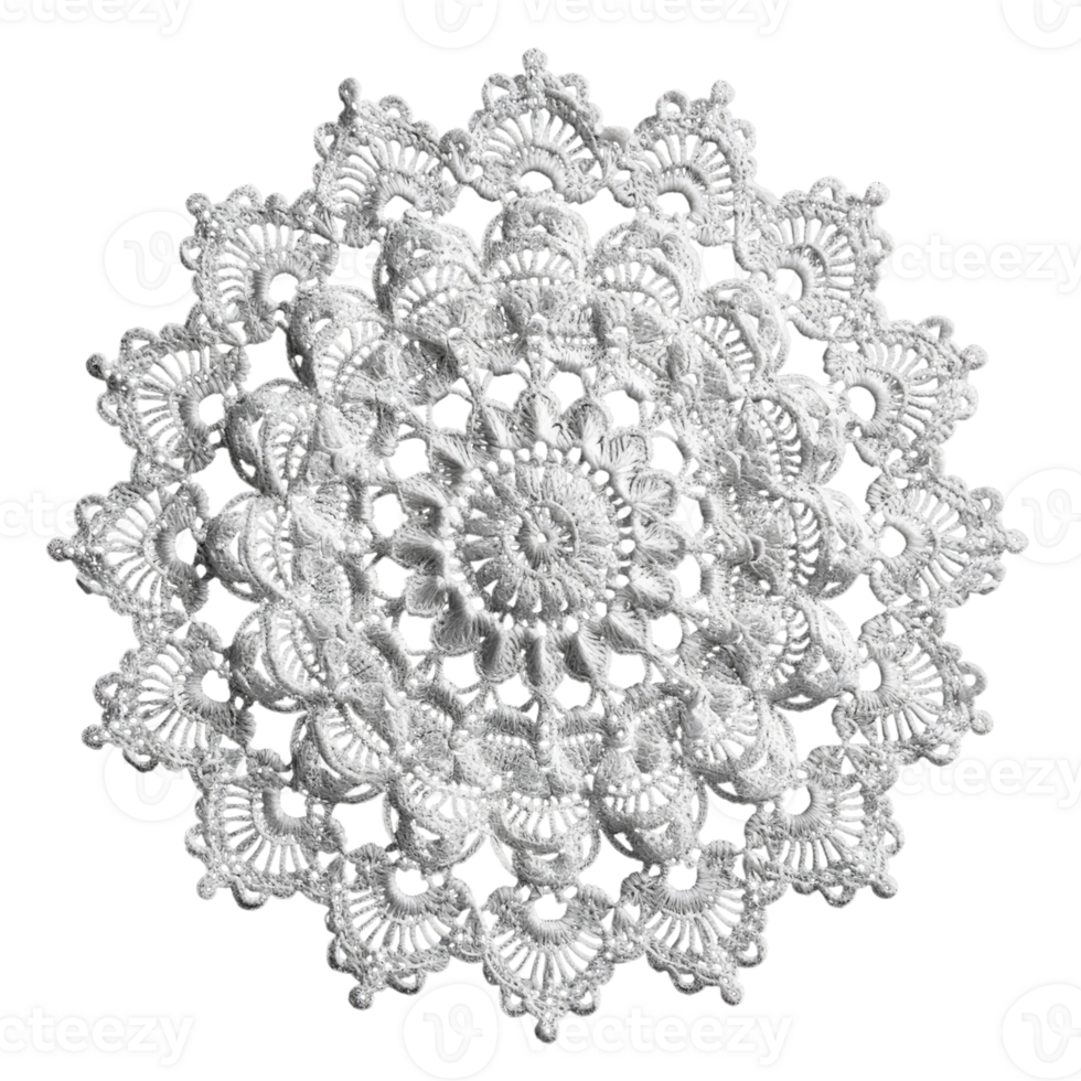 White Crocheted Doily with Floral Pattern png