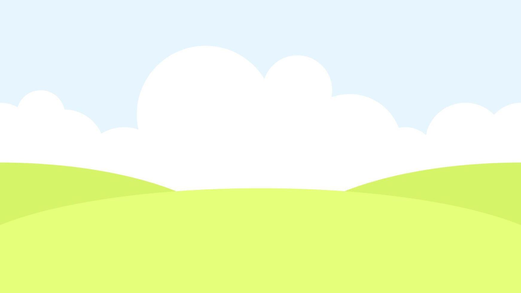 Spring and summer landscape of green field and sky with clouds seamless border vector