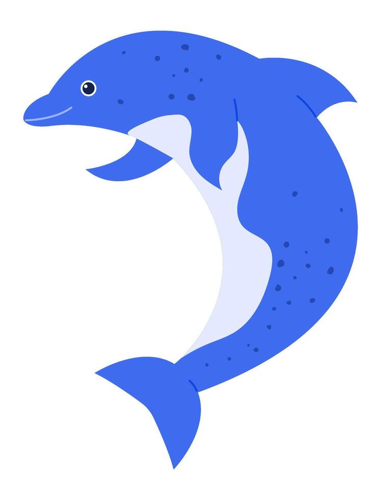 Blue cute dolphin cartoon isolated on white background vector