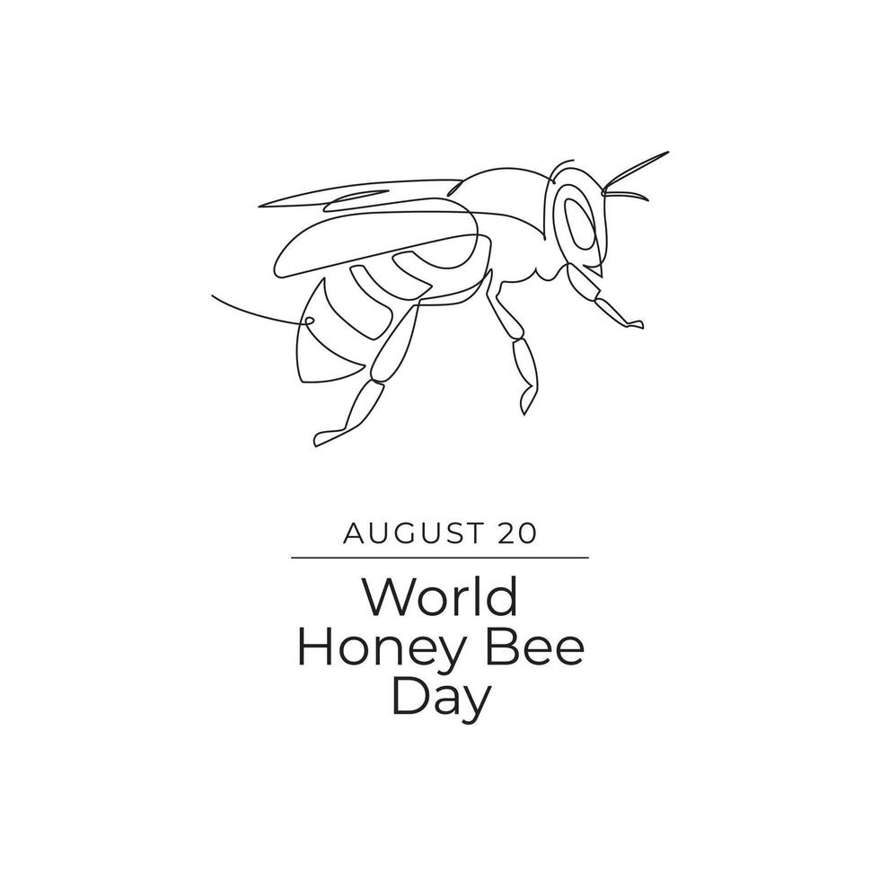 world bee day illustration for celebration. world bee day with globe and bee design. bee illustration. line art. continuous line. vector