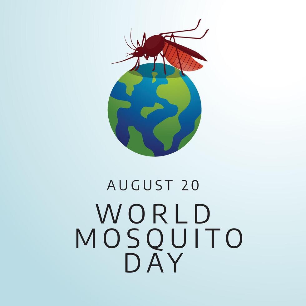 World mosquito day design template good for celebration. mosquito illustration design. flat mosquito design. eps 10. globe illustration. vector