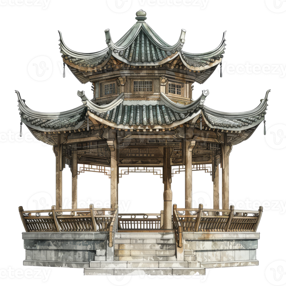 Traditional Asian Pavilion with Intricate Architecture png
