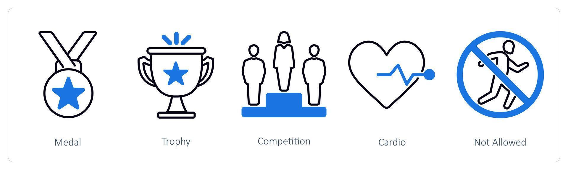 A set of 5 Running icons as medal, trophy, competition vector
