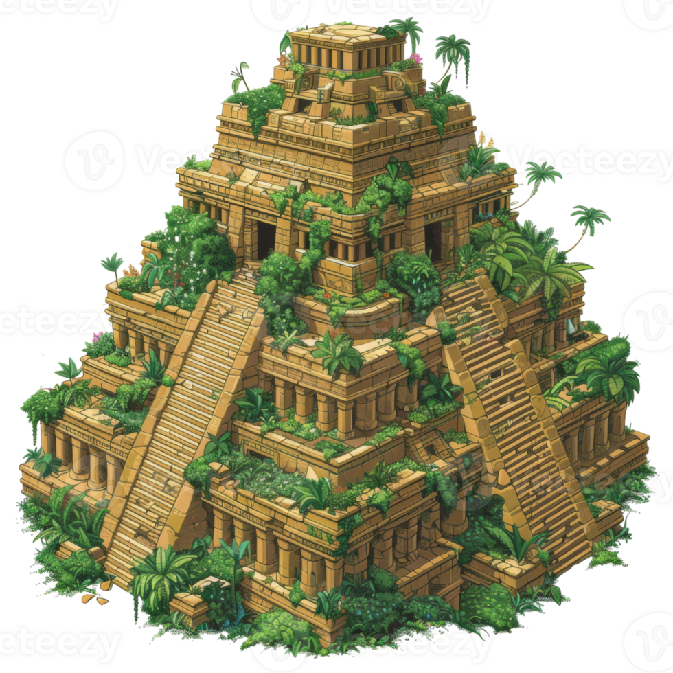 Lush Green Ancient Pyramid Structure Covered in Vegetation png