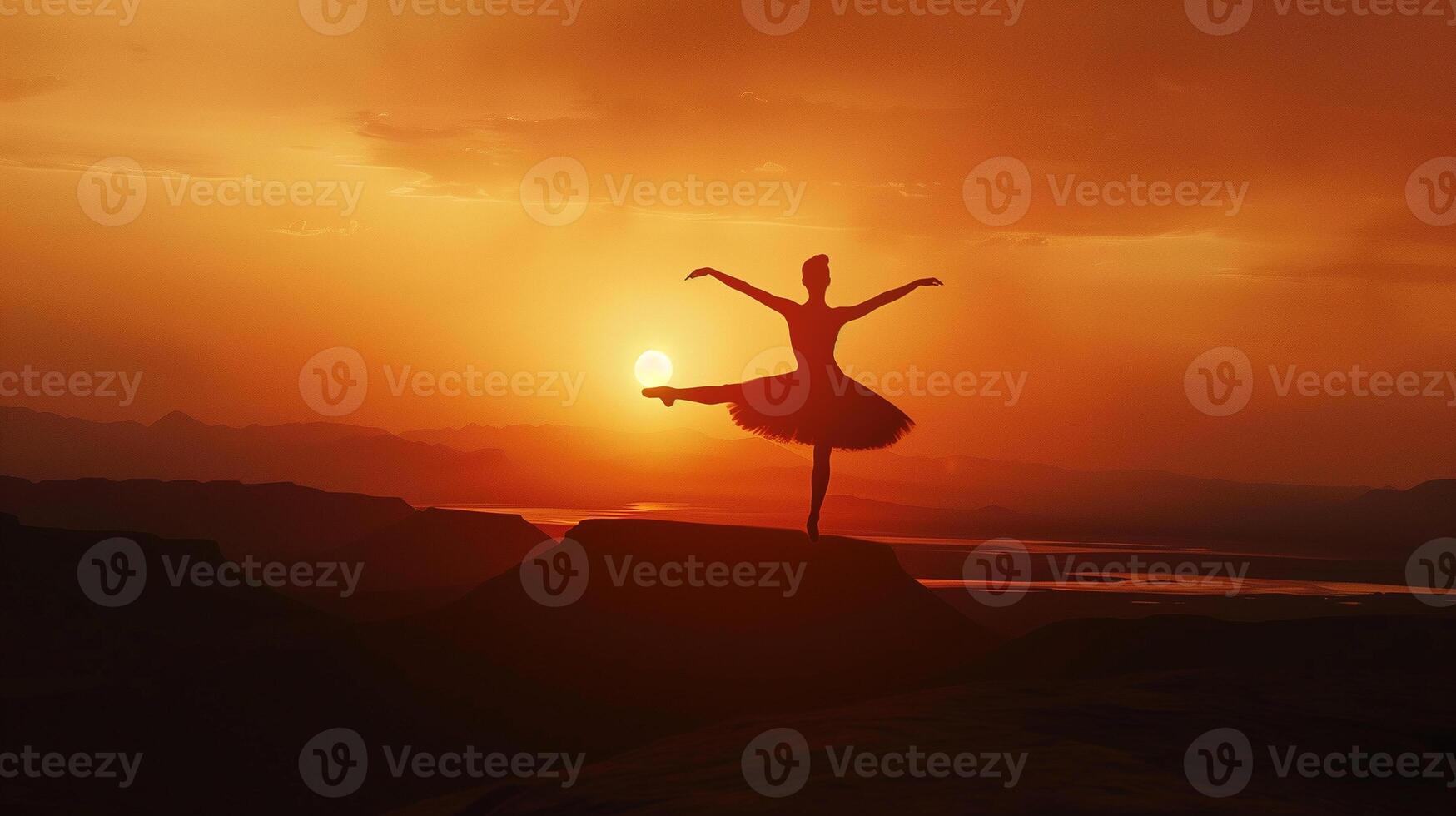 Watching a ballerina dance at sunset is truly a magical experience photo