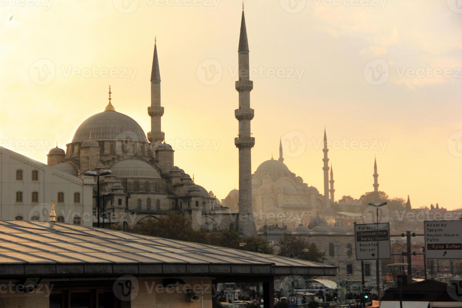 Sunset over Istanbul mosques photo