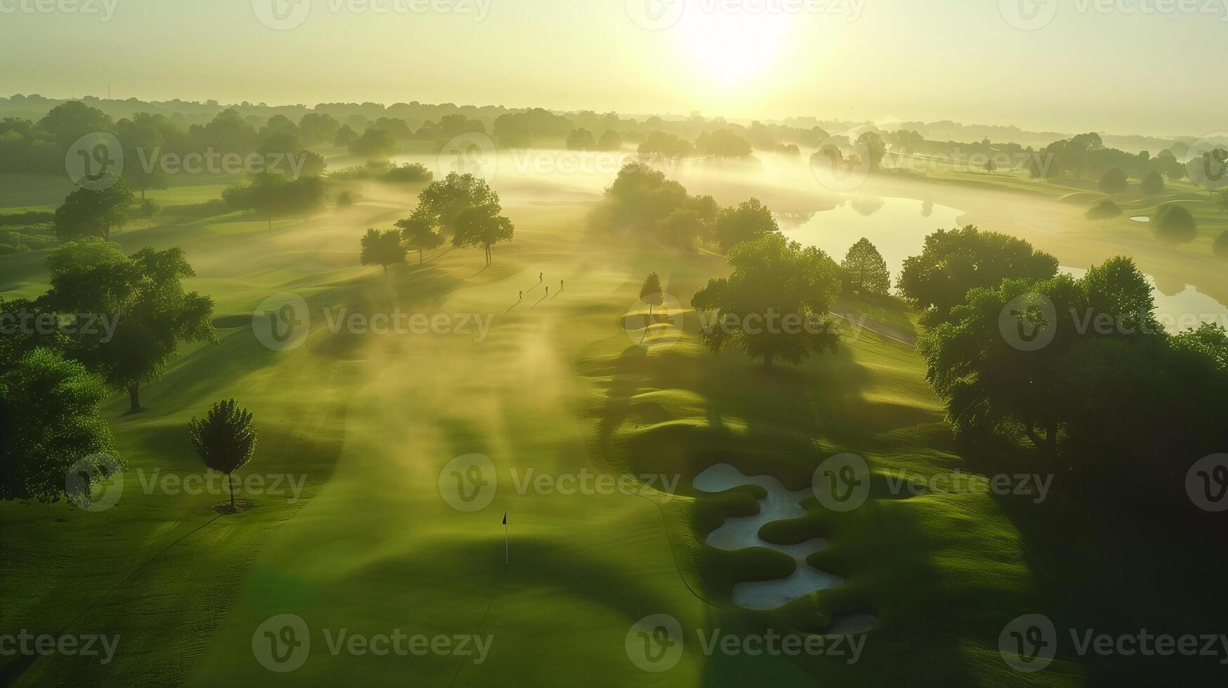 golf course with rolling hills and a winding path, peaceful and inviting, realistic photo