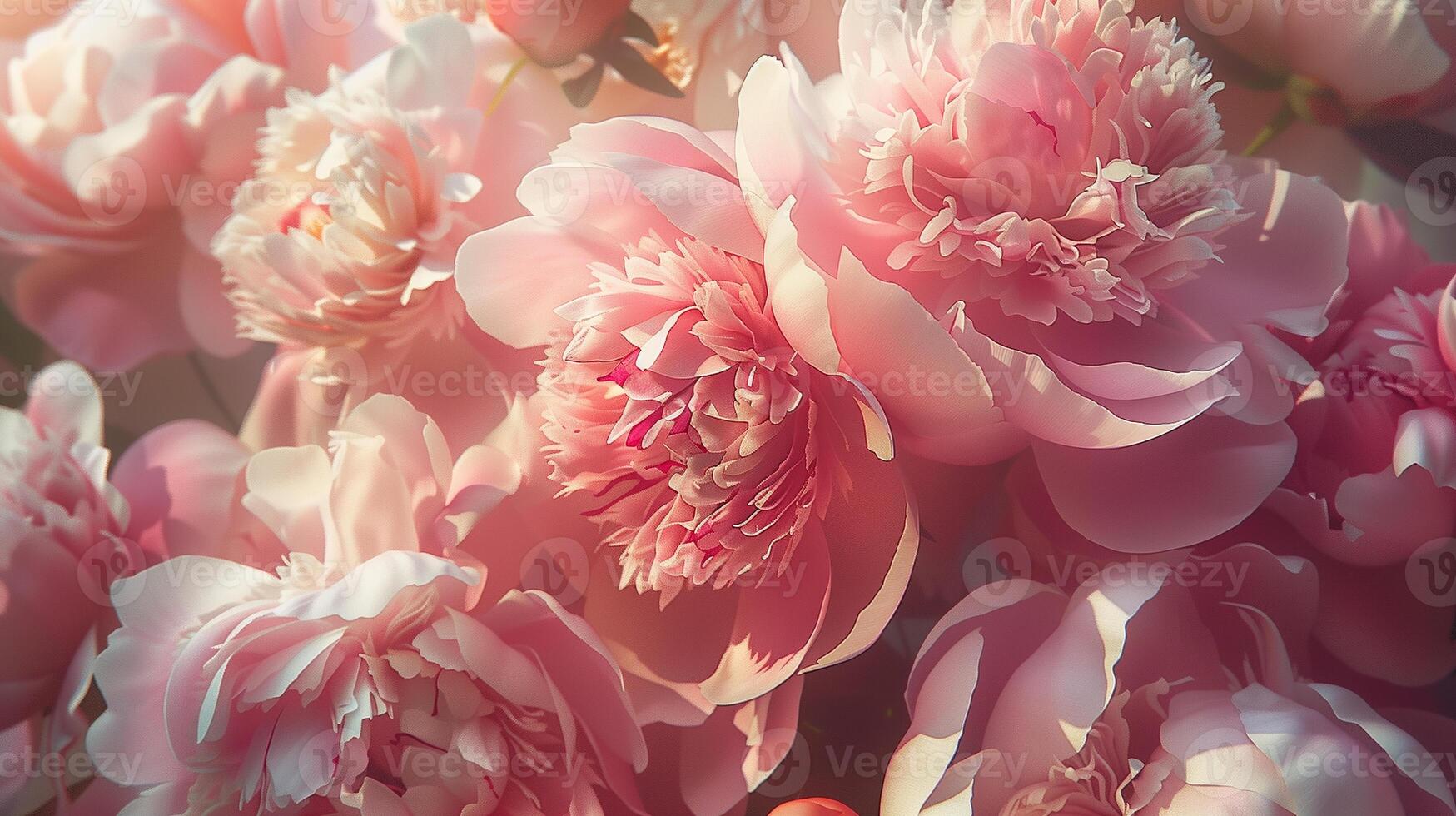 A close-up of a bouquet of pink peonies. photo
