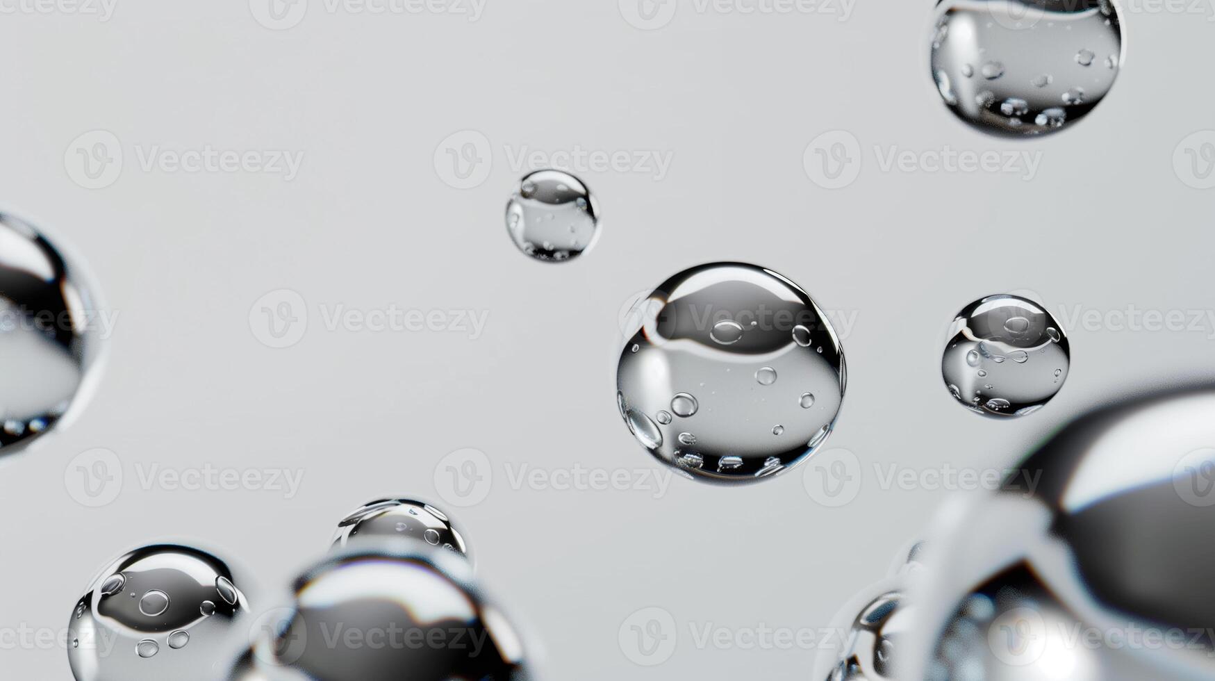 The image is a close-up of a cluster of water droplets on a solid surface photo