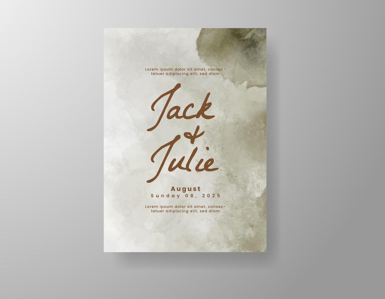 Wedding invitation with abstract watercolor background vector