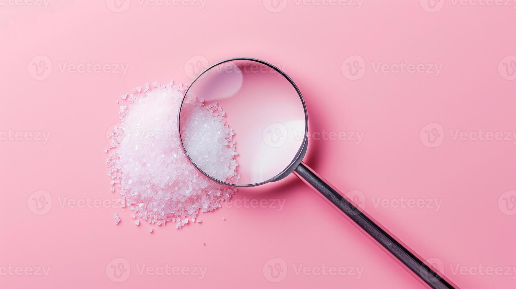 close-up of a nutrition label magnified to show sugar content, educating on hidden sugars in foods, with copy space on a solid pastel background photo