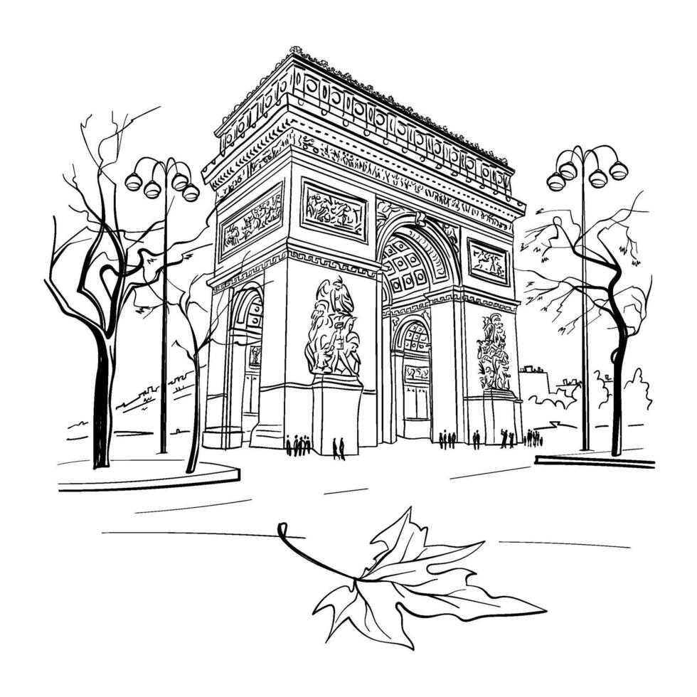 Arc de Triomphe, Paris, France vector