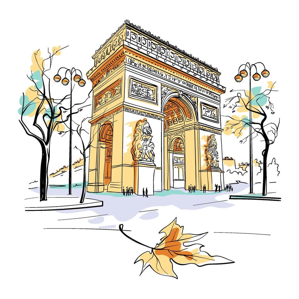 Arc de Triomphe, Paris, France vector