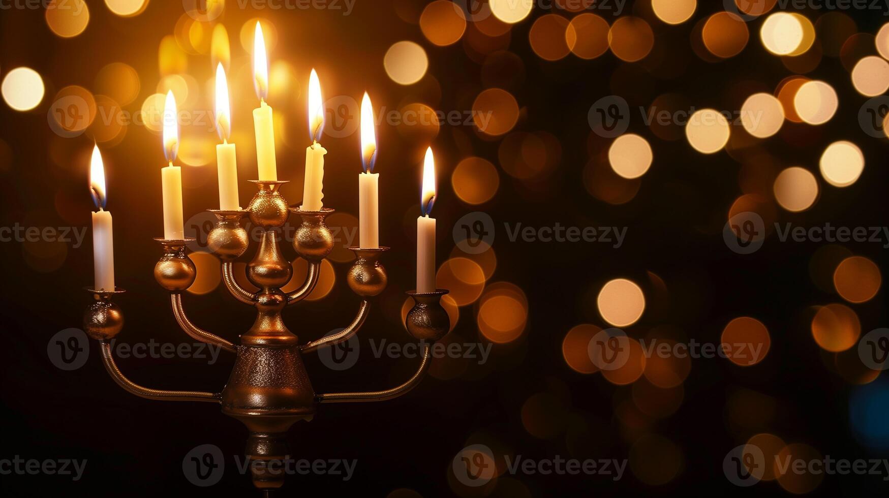 A menorah is a nine-branched candelabrum . It is used during the holiday of Hanukkah photo