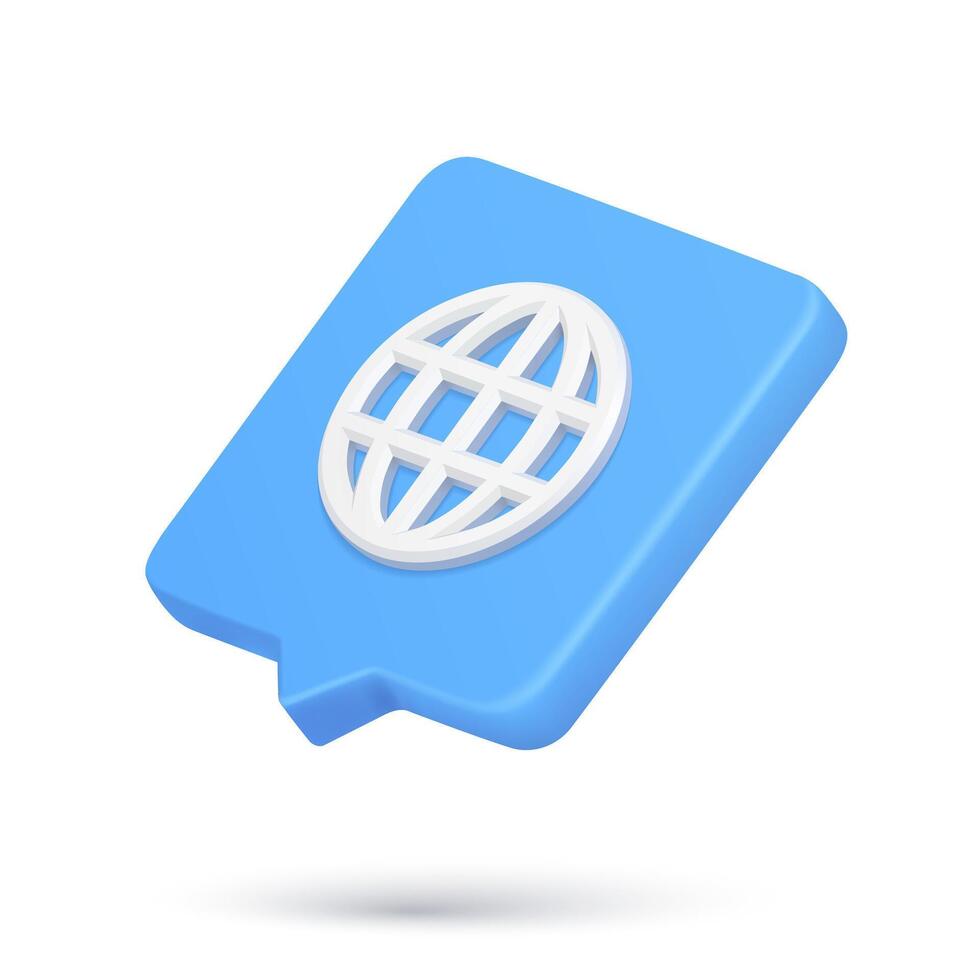 Realistic diagonal 3d icon global grid planet internet connection cyberspace network quick tips vector