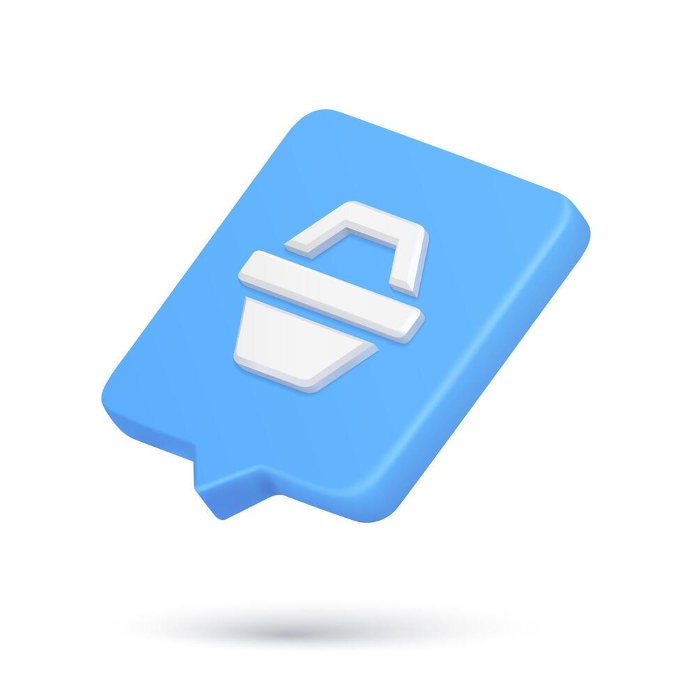Isometric supermarket basket with handle 3d icon online shopping cyberspace alert quick tips vector