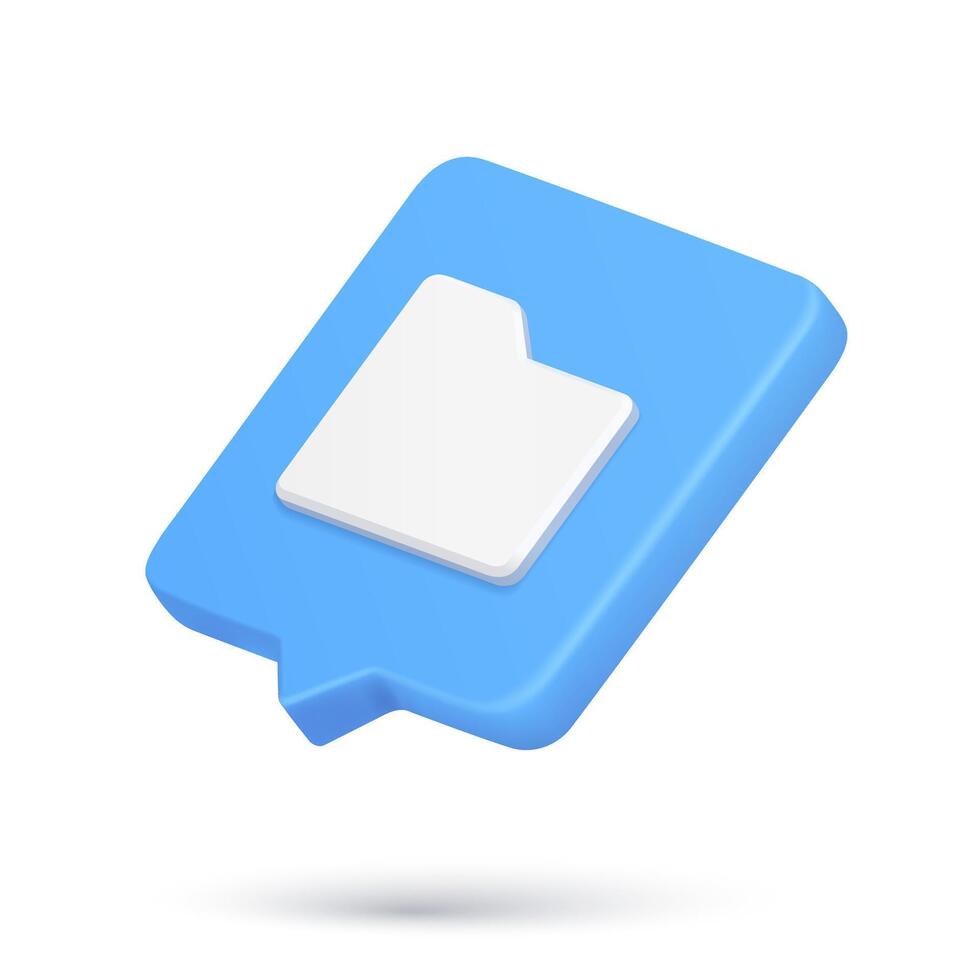 Realistic quick tips folder file storage cyberspace directory 3d icon alert illustration vector