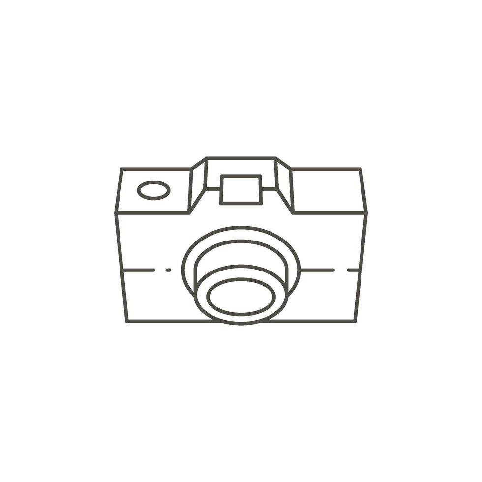 Top view isometric simple linear photo camera electronic modern device for journalist vector