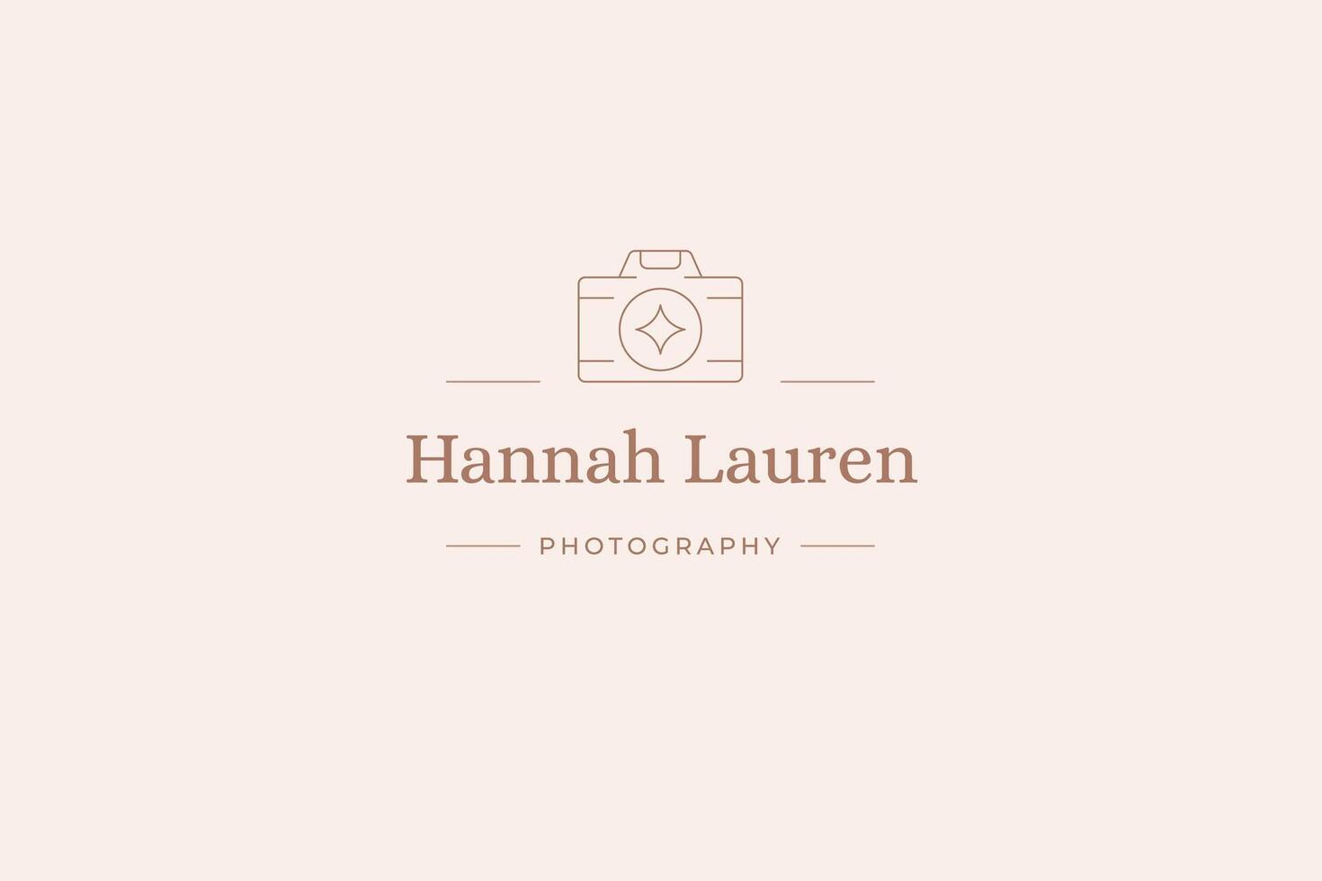 Minimalist photo camera multimedia content creation blogging courses line logo vector