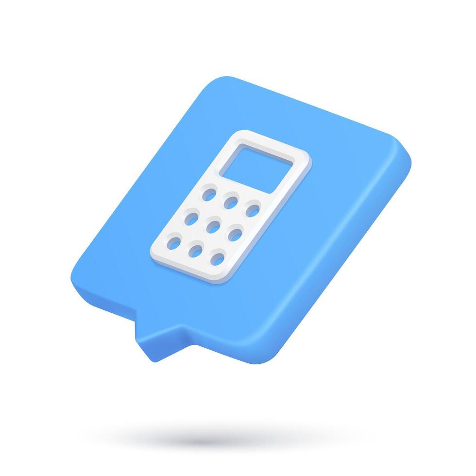Minimalist calculator 3d icon for counting finance characters and checking amount balance vector