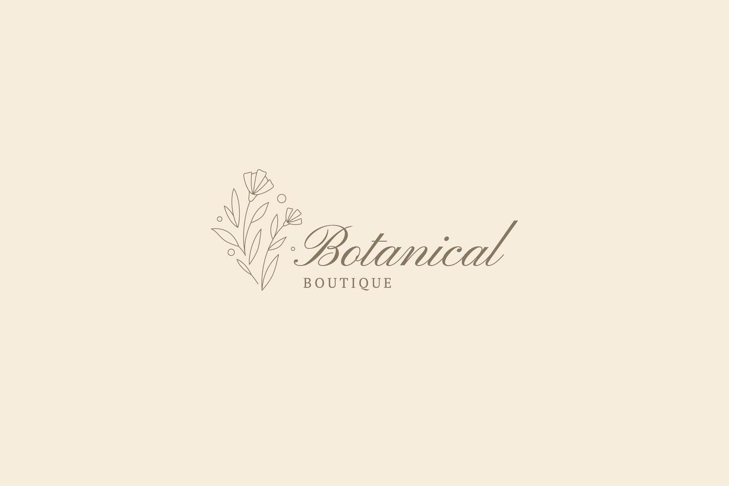 Minimalist organic buttercup wild flower logo place for text illustration vector