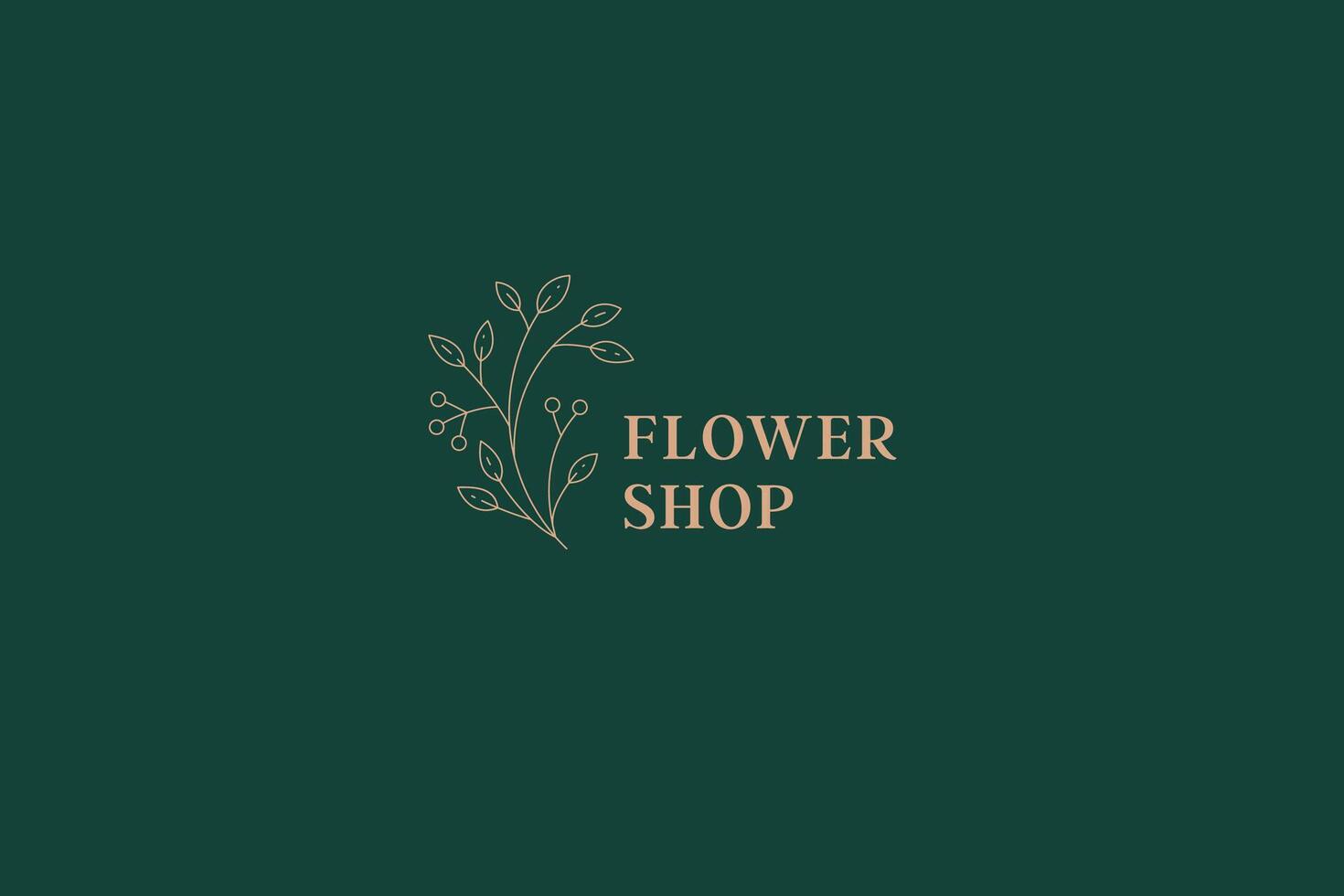 Cute minimalist organic natural tree branch leaves and berries premium line art logo vector