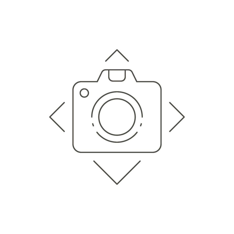 Linear simple photo camera sign at rhombus squared frame logo illustration vector