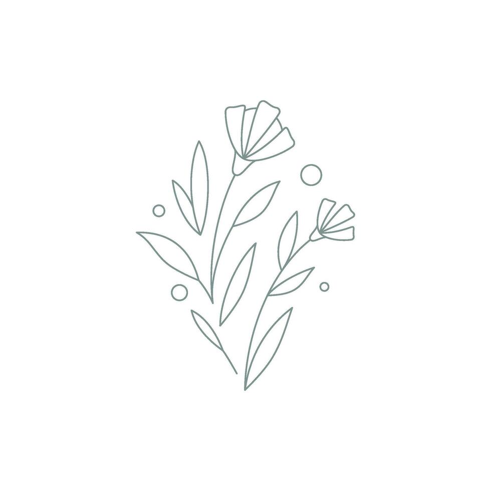 Wild pretty natural floral plant petal buds decorated by design elements icon illustration vector