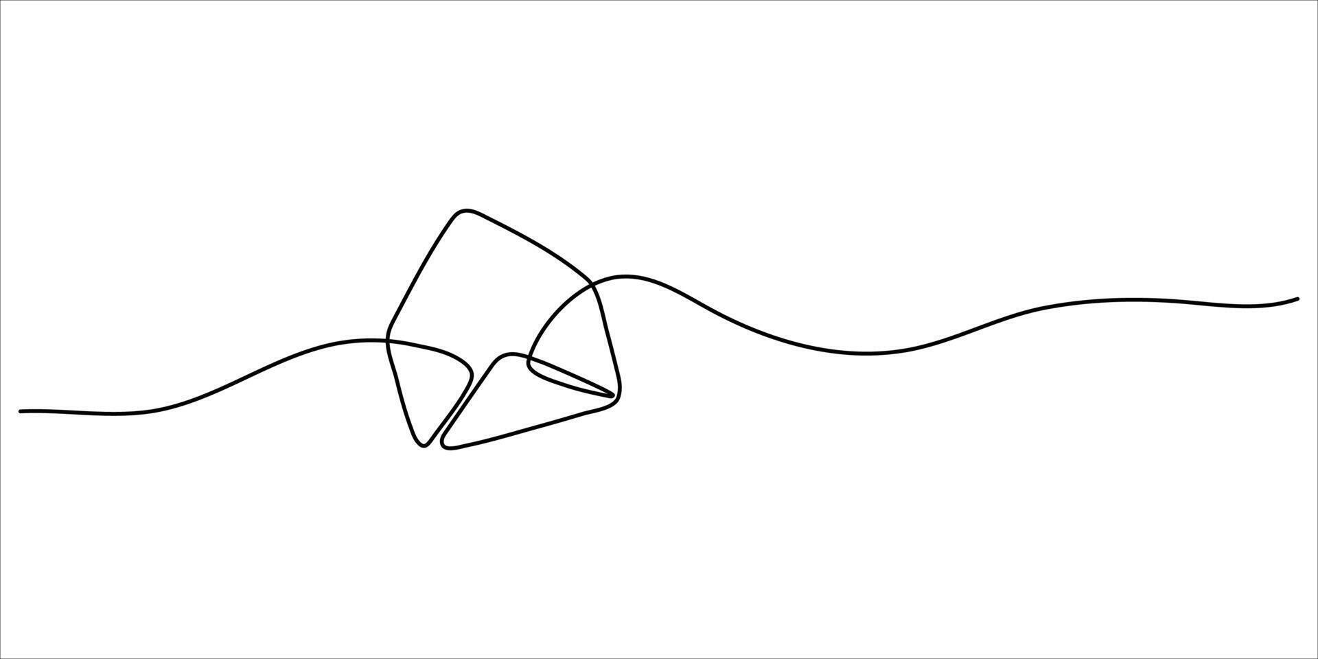 One line paper envelope. Email message, letter, sending illustration, sketch, outline drawing vector