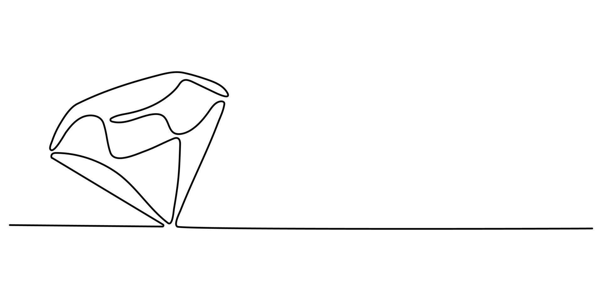 Diamond one line continuous banner concept. Hand drawn diamond, precious stone objects. illustration. vector